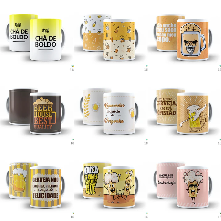 19 Artes Caneca Cerveja Editável em Corel Draw 2