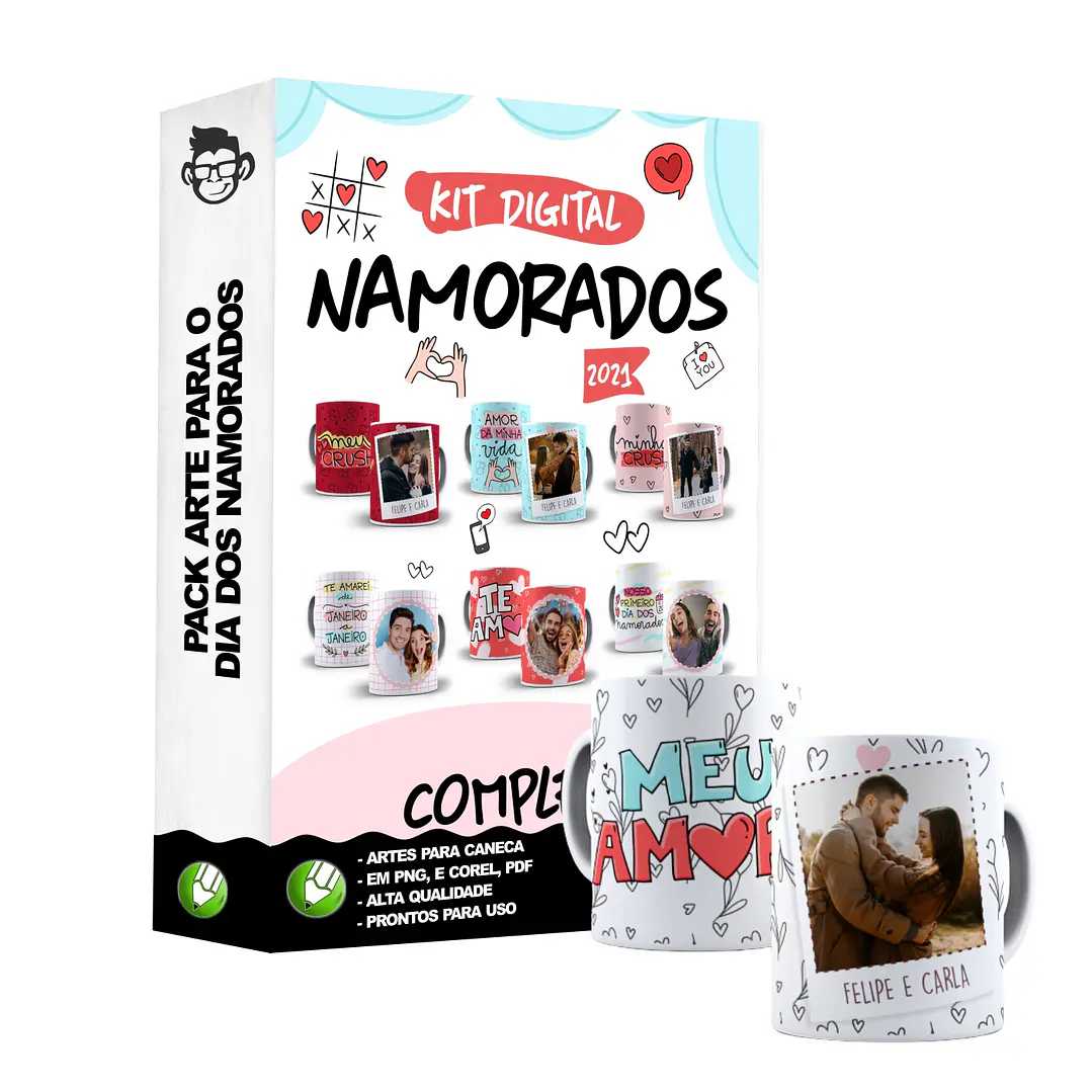 20 Artes Caneca Dia dos Namorados P1 Editável Cdr + Png 1