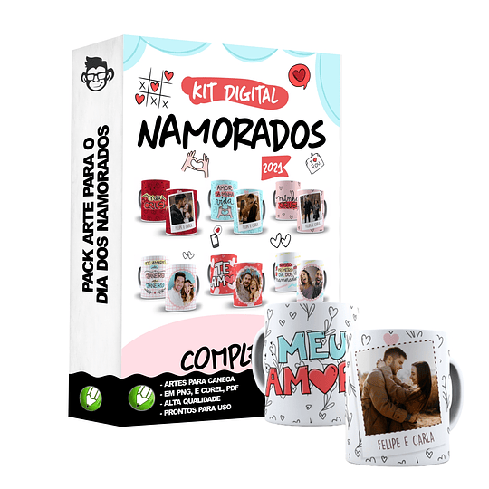 20 Artes Caneca Dia dos Namorados P1 Editável Cdr + Png