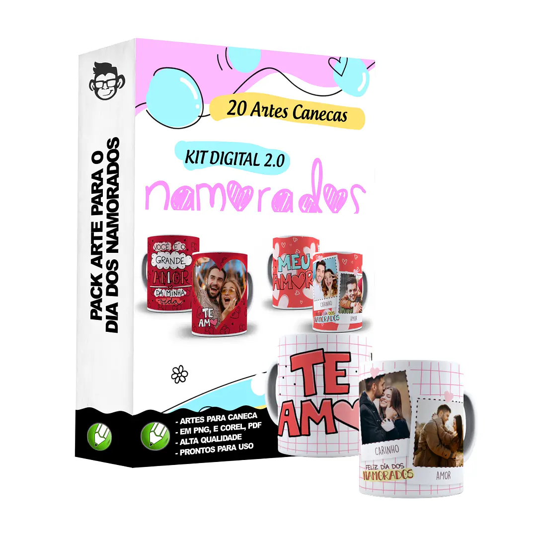 20 Artes Caneca Namorados P2 Editável Cdr + Png 1