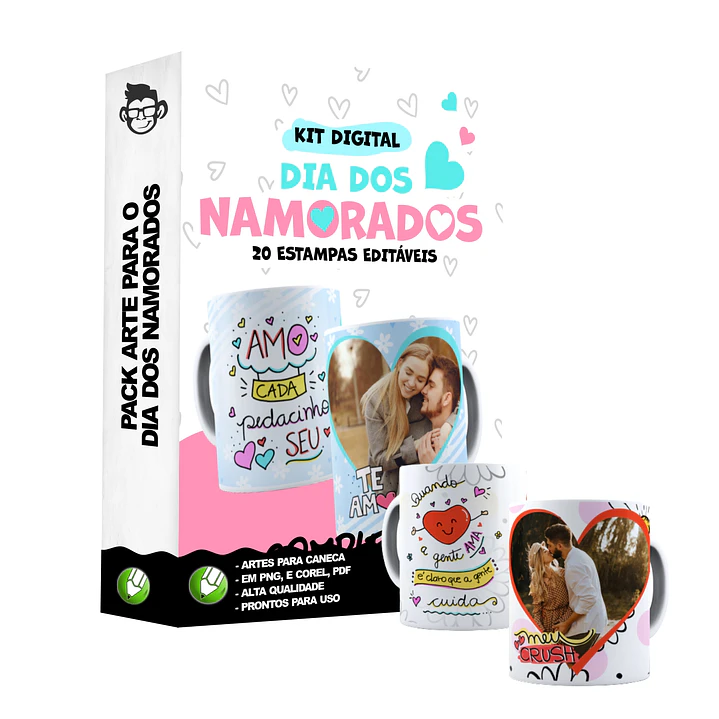 20 Artes Caneca Dia dos Namorados P3 Editável Cdr + Png 1