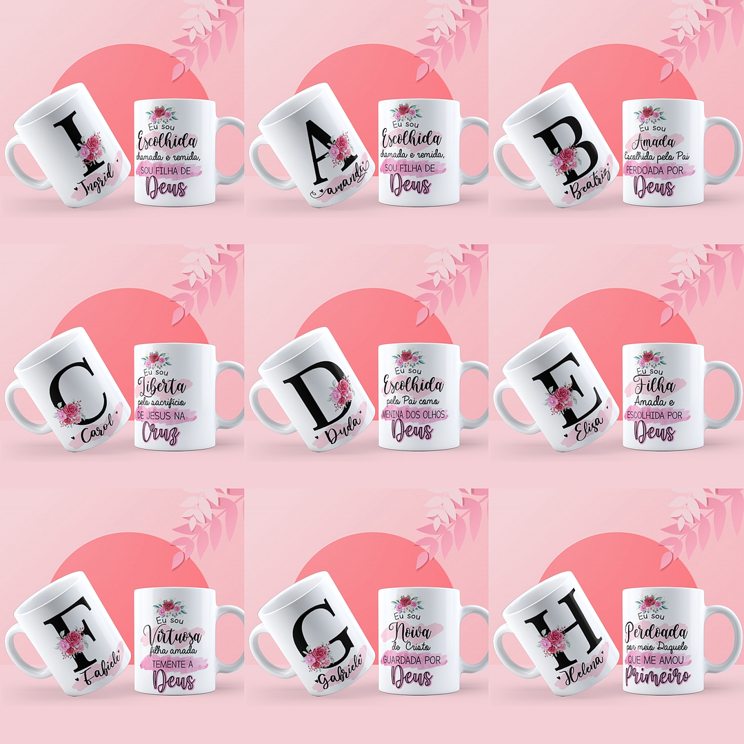 26 Artes Caneca Alfabeto Evangélico Editável em Corel Draw 2