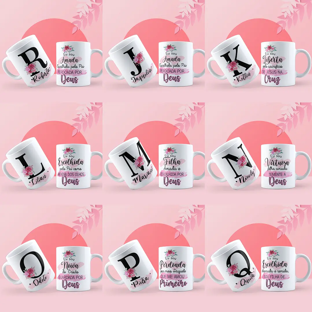 26 Artes Caneca Alfabeto Evangélico Editável em Corel Draw 3
