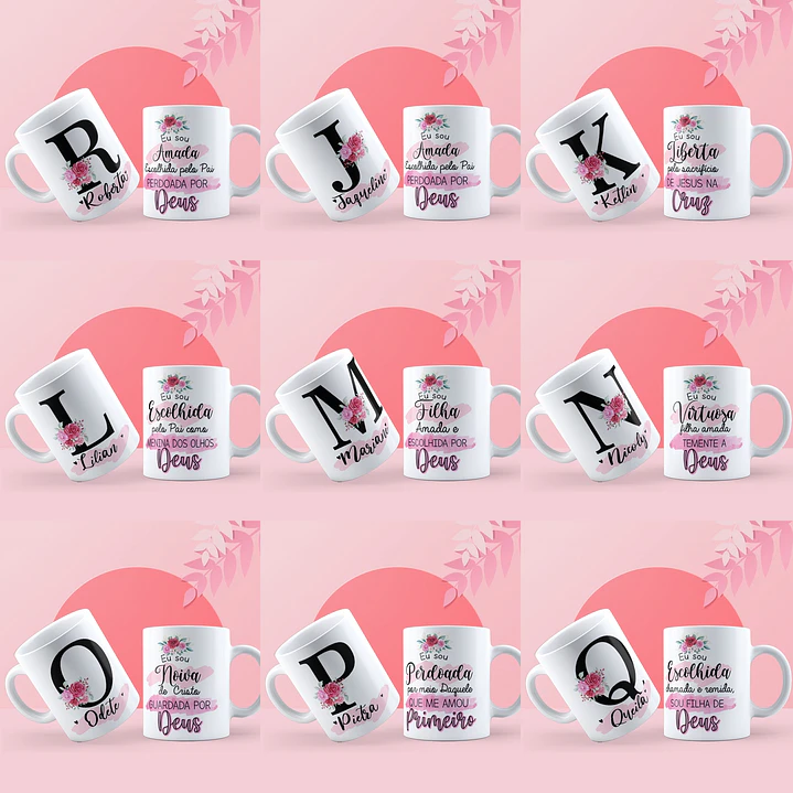 26 Artes Caneca Alfabeto Evangélico Editável em Corel Draw 3