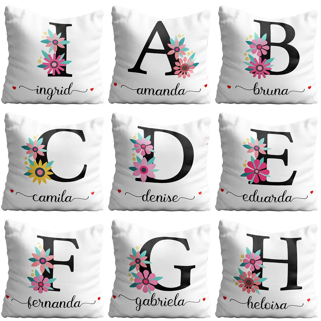 26 Artes Caneca Alfabeto Floral Frases Editável em Corel Draw 4