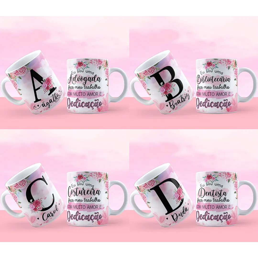 26 Artes Caneca Alfabeto Profissões Editável em Corel Draw 1