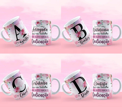 26 Artes Caneca Alfabeto Profissões Editável em Corel Draw
