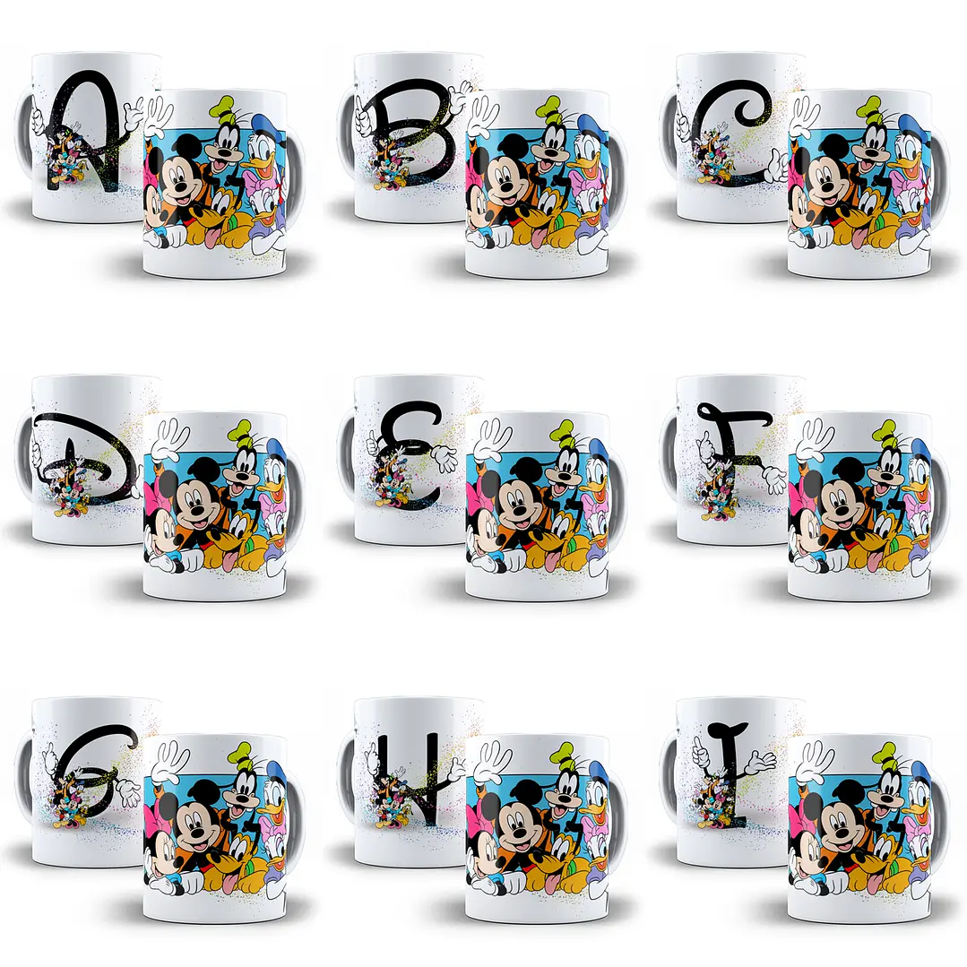 26 Artes Canecas Alfabeto Turma do Mickey Arquivo em Jpge/Png 1