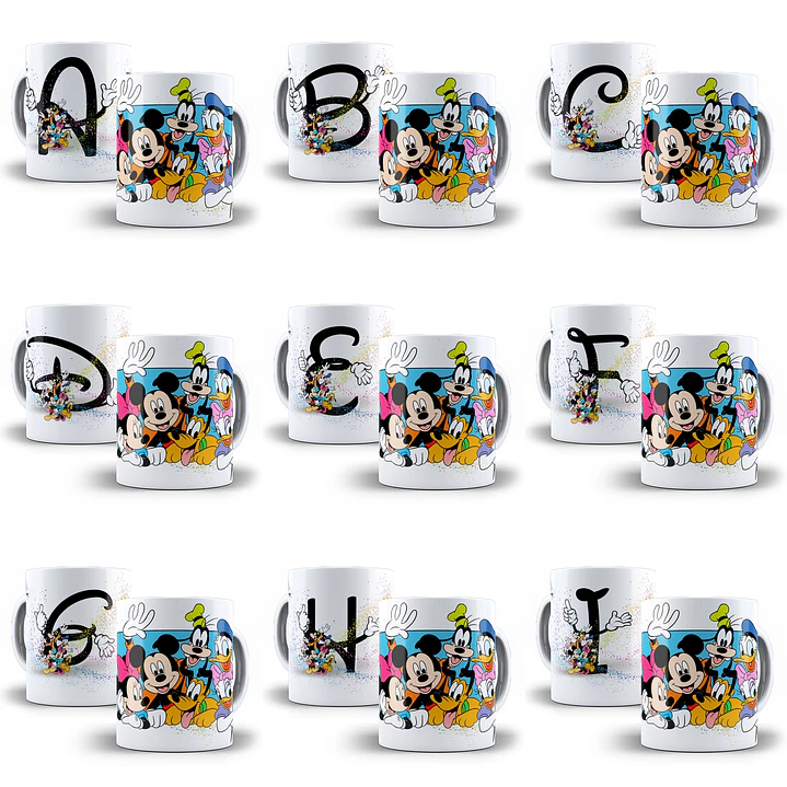 26 Artes Canecas Alfabeto Turma do Mickey Arquivo em Jpge/Png 1