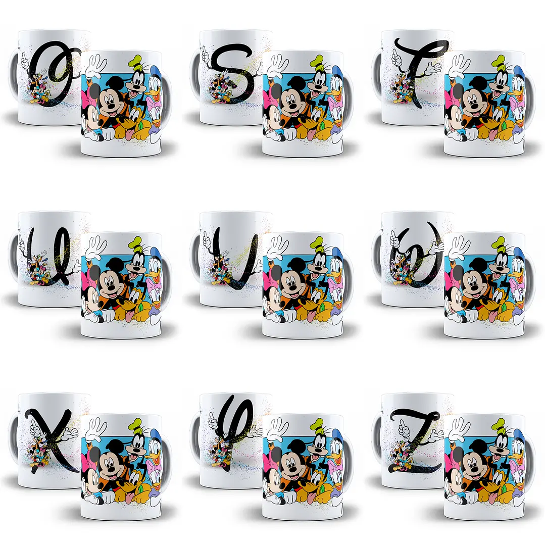 26 Artes Canecas Alfabeto Turma do Mickey Arquivo em Jpge/Png 3
