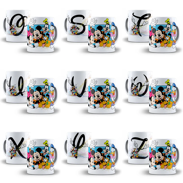 26 Artes Canecas Alfabeto Turma do Mickey Arquivo em Jpge/Png 3