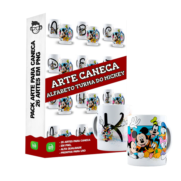 26 Artes Canecas Alfabeto Turma do Mickey Arquivo em Jpge/Png 4
