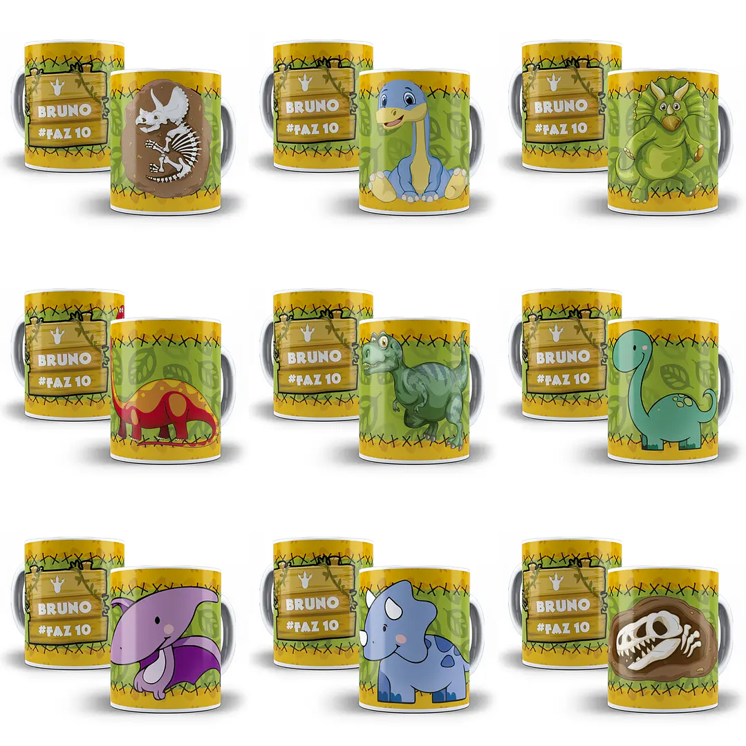 30 Artes Caneca Dinossauro Editável em Corel Draw 1