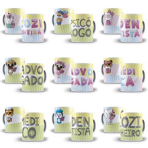 30 Artes Caneca Profissão Editável em Corel Draw
