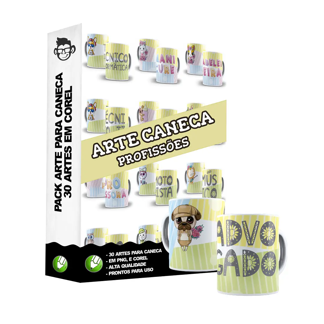 30 Artes Caneca Profissão Editável em Corel Draw 4