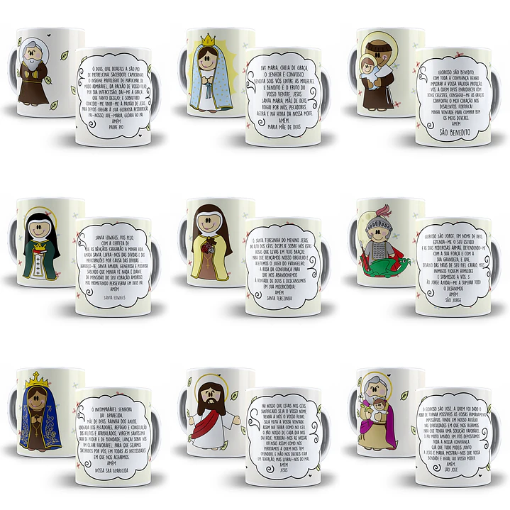 48 Artes para Caneca Santinhos Editável em Corel Draw 3