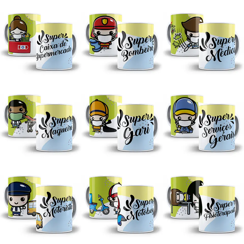 49 Artes para Caneca Profissão Linha de Frente Editável em Corel Draw 1