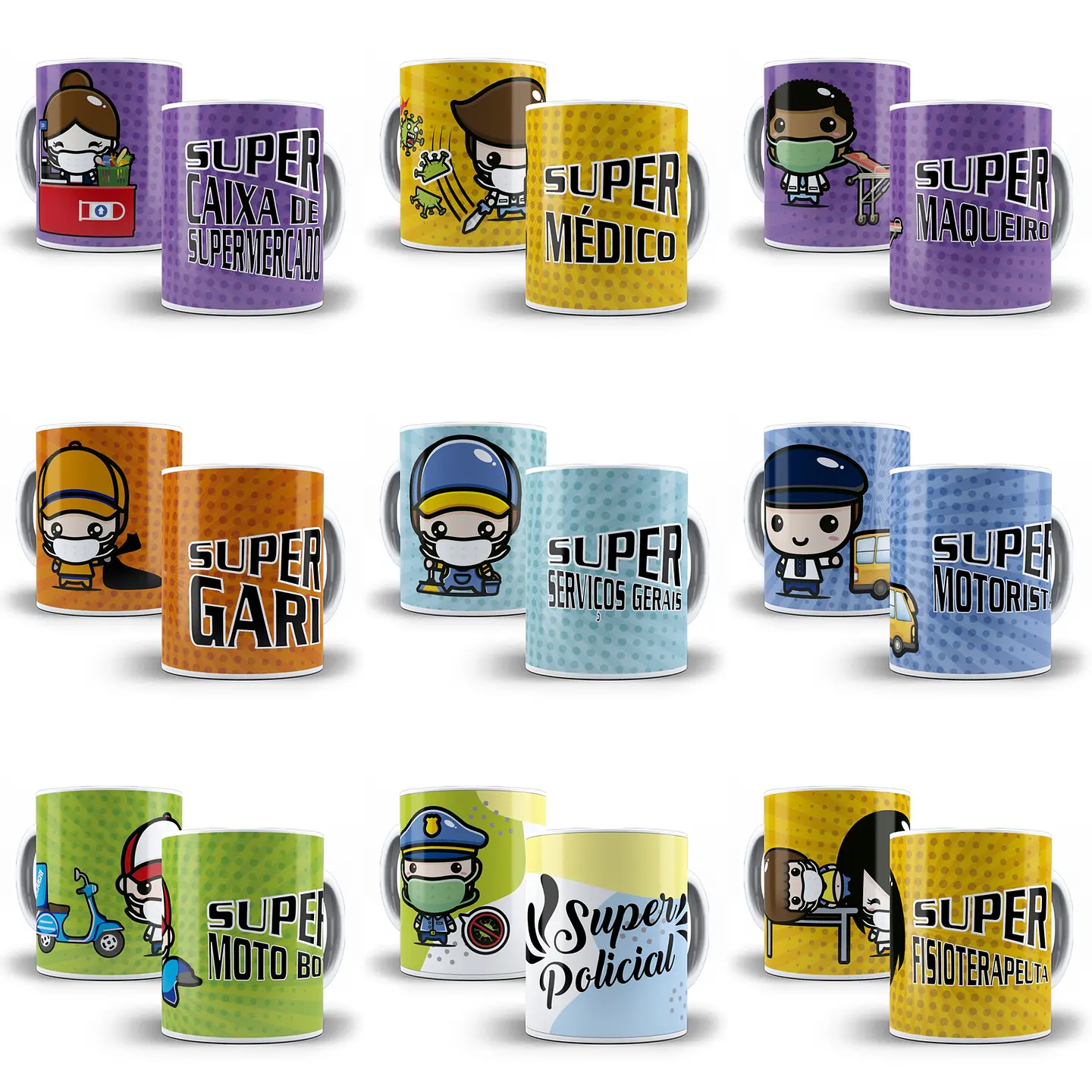 49 Artes para Caneca Profissão Linha de Frente Editável em Corel Draw 4