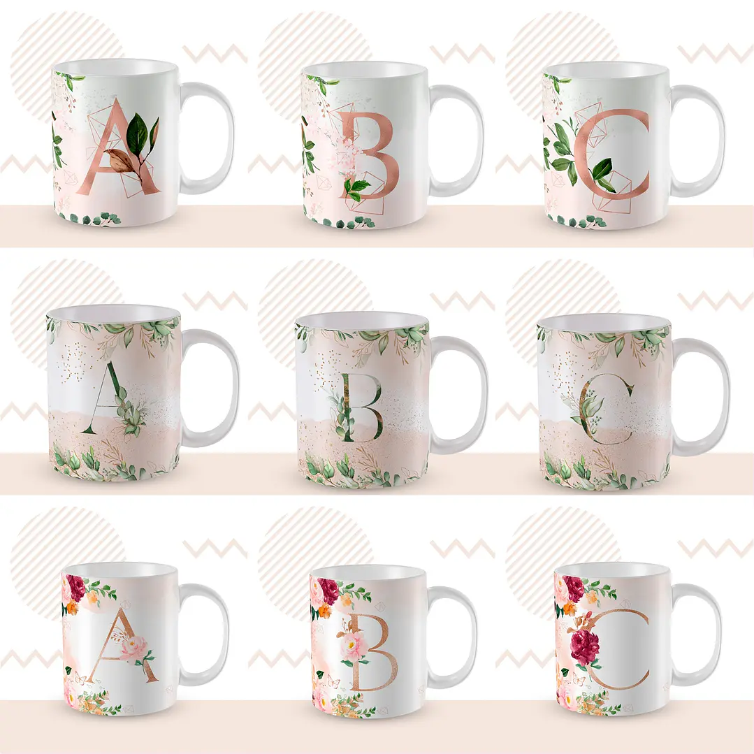 104 Artes para Caneca Alfabeto Arquivo em Jpge/Png 1