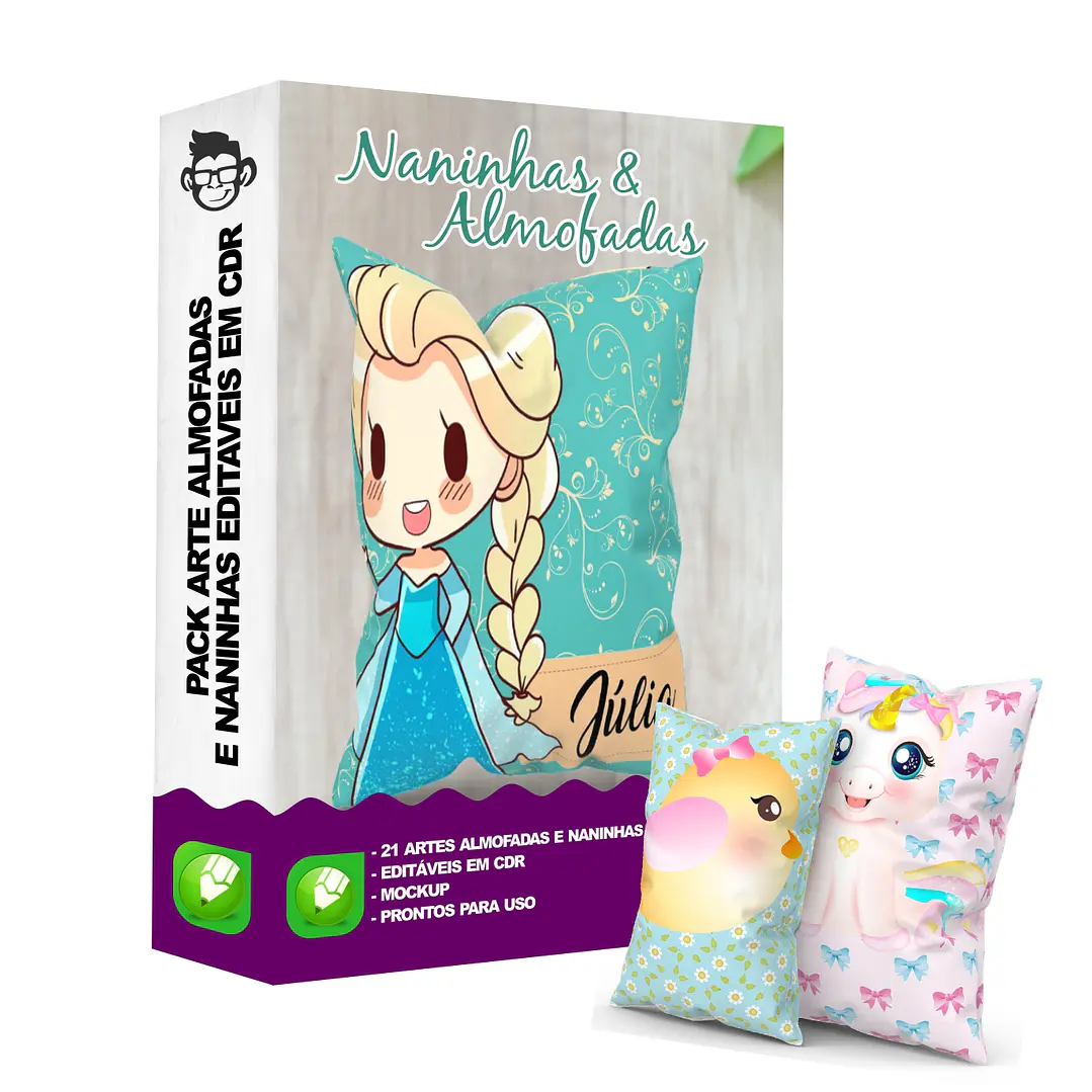 21 Artes para Almofadas e Naninhas Editável em Corel Draw 9