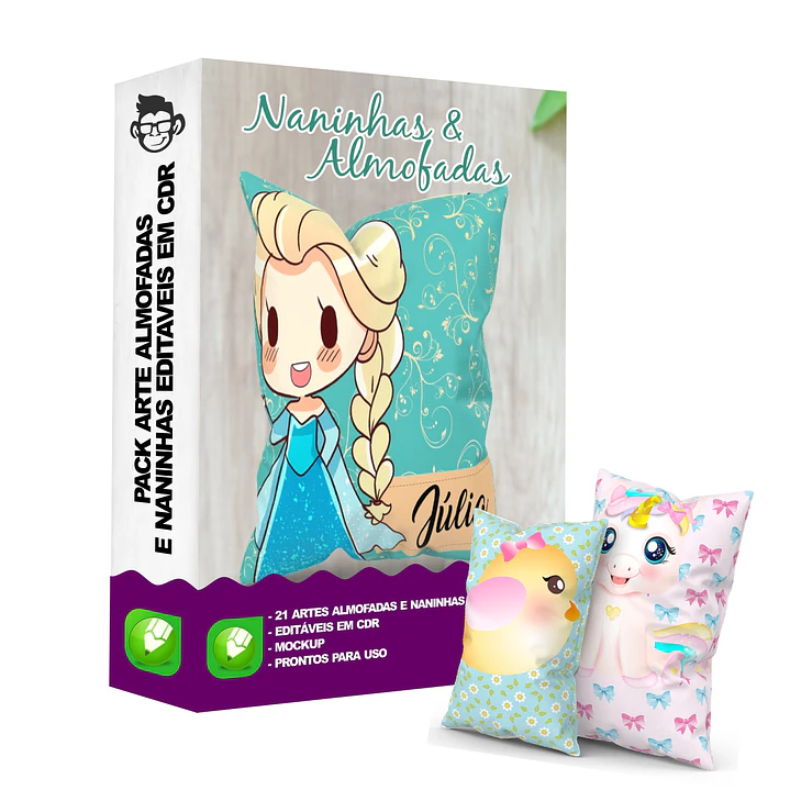 21 Artes para Almofadas e Naninhas Editável em Corel Draw 9