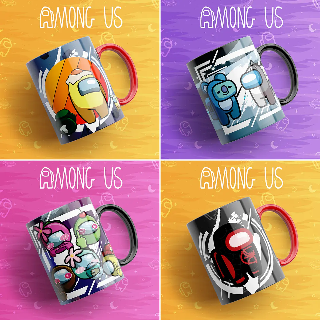 16 Artes Caneca Among Us Editável em Photoshop 2