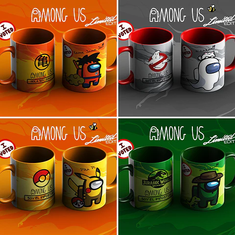 42 Artes para Caneca Among Us Editável em Corel Draw