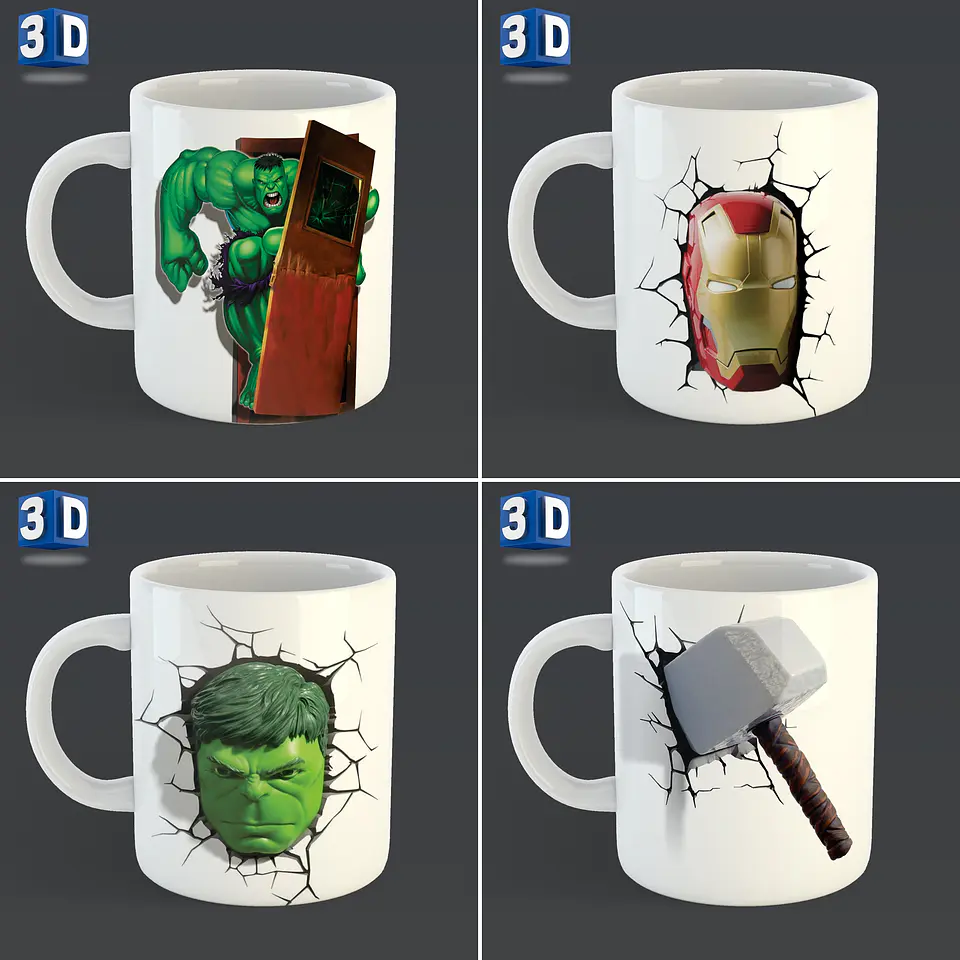 54 Artes para Caneca 3D Editável em Corel Draw 4