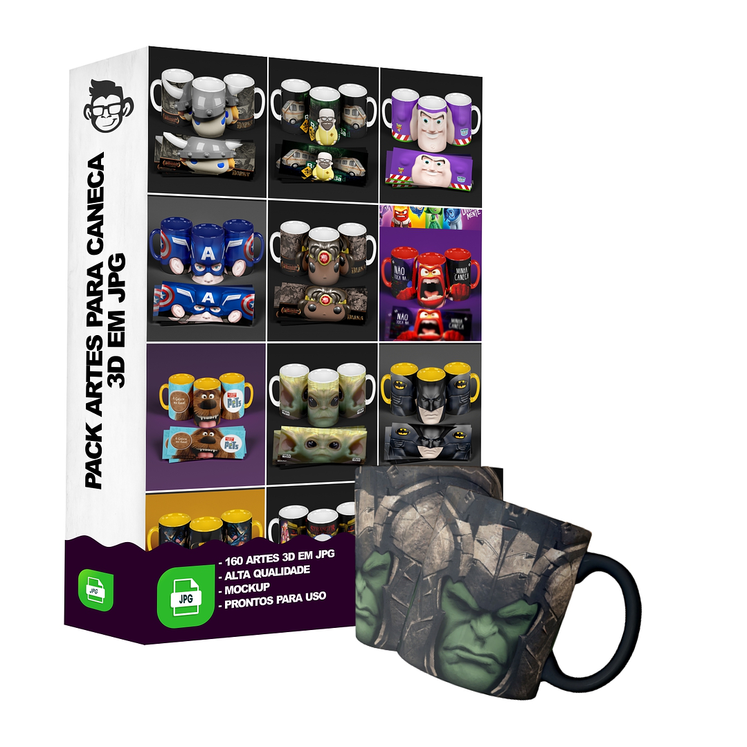 160 Artes para Caneca 3D Premium Arquivo em Jpge/Png 5