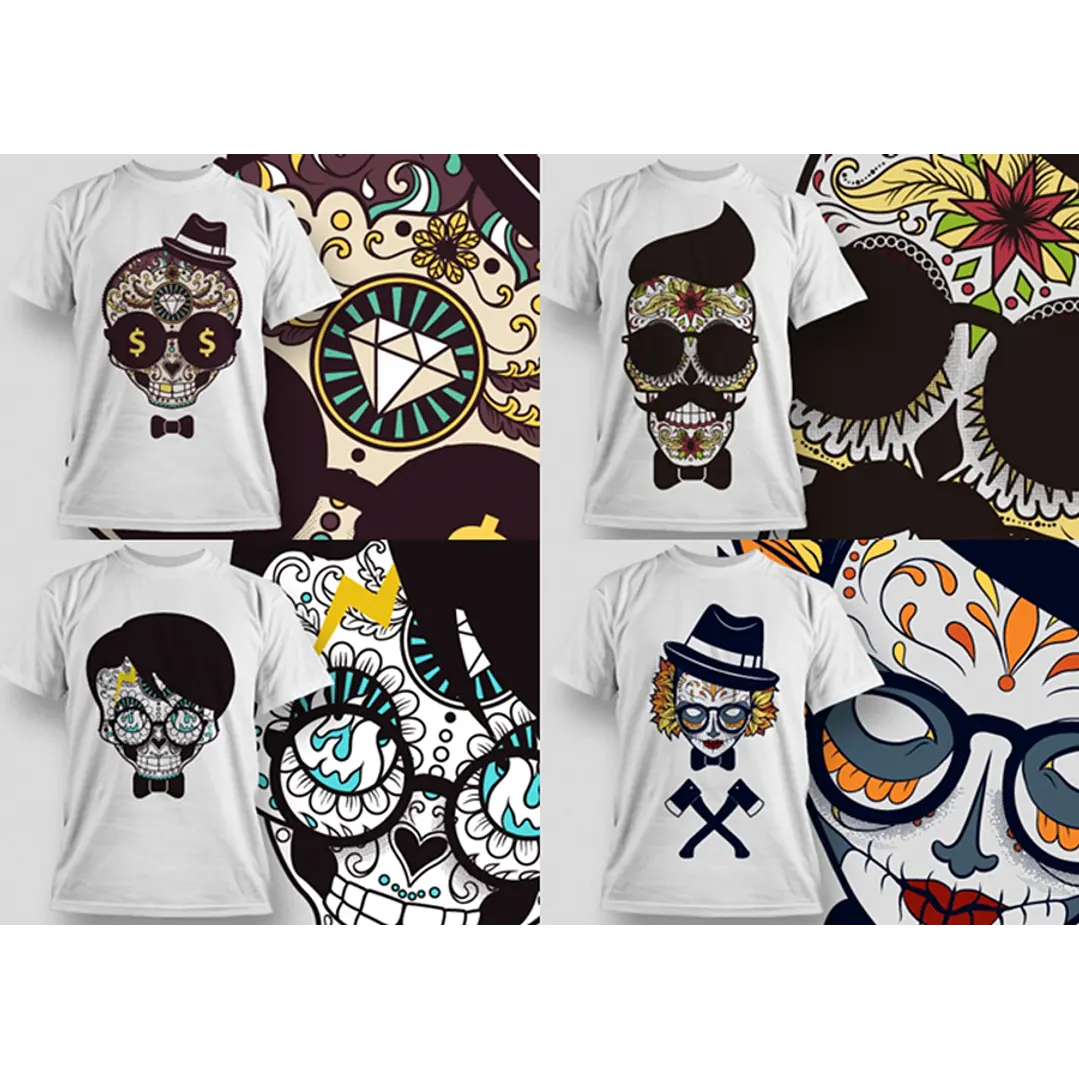 30 Artes para Camisa Caveira Editável em Corel Draw 1