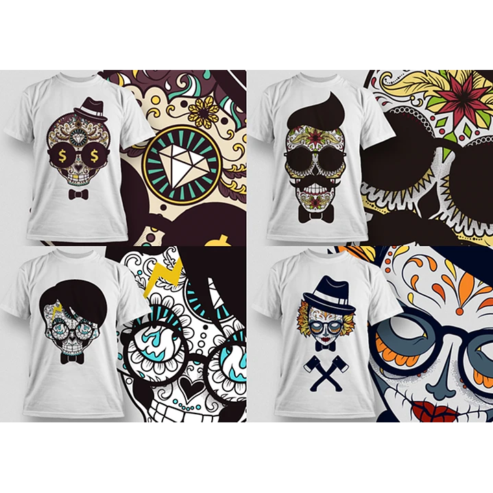 30 Artes para Camisa Caveira Editável em Corel Draw 1