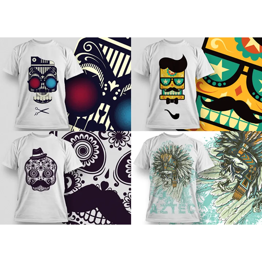 30 Artes para Camisa Caveira Editável em Corel Draw 2