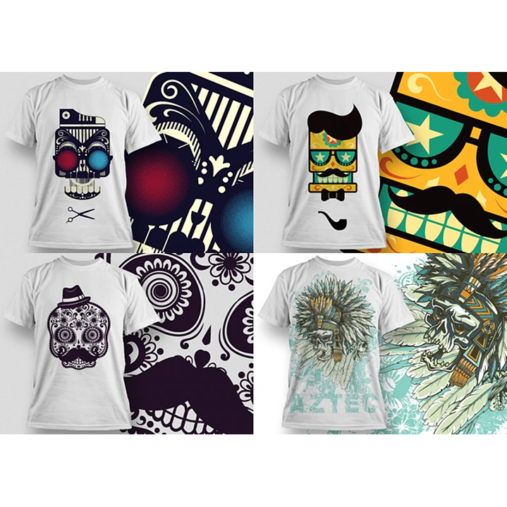 30 Artes para Camisa Caveira Editável em Corel Draw 2