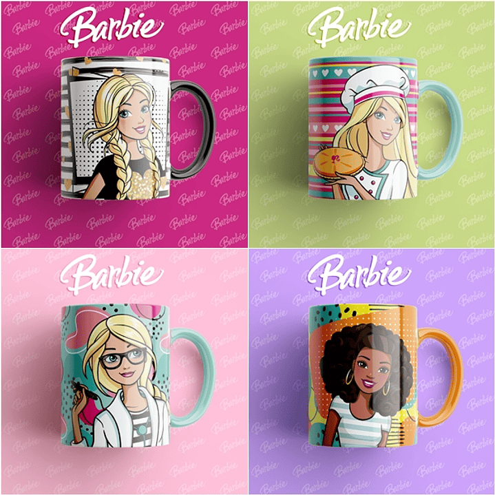 30 Artes Caneca Barbie Editável em Photoshop 2