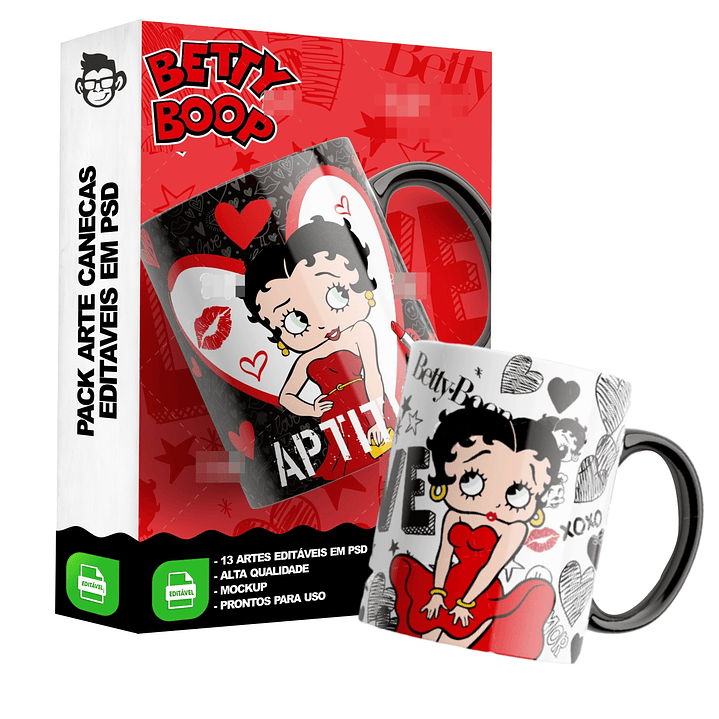 13 Artes Caneca Betty Boop Editável em Photoshop 5