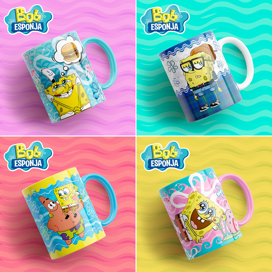 14 Artes Caneca Bob Esponja Editável em Photoshop 3