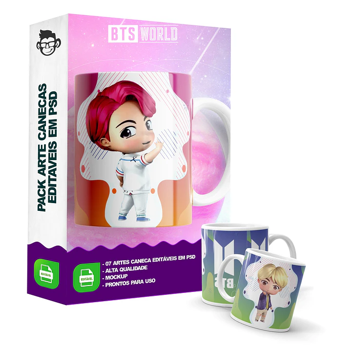 7 Artes Caneca BTS World Editável em Photoshop 5