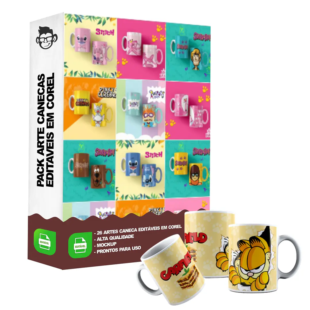 26 Artes para Caneca Infantil Criança Editável em Corel Draw 4