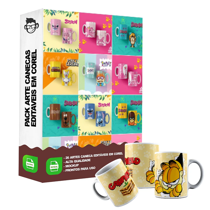 26 Artes para Caneca Infantil Criança Editável em Corel Draw 4