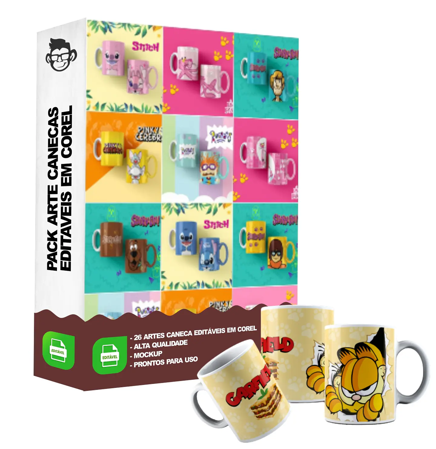 26 Artes para Caneca Infantil Criança Editável em Corel Draw 4