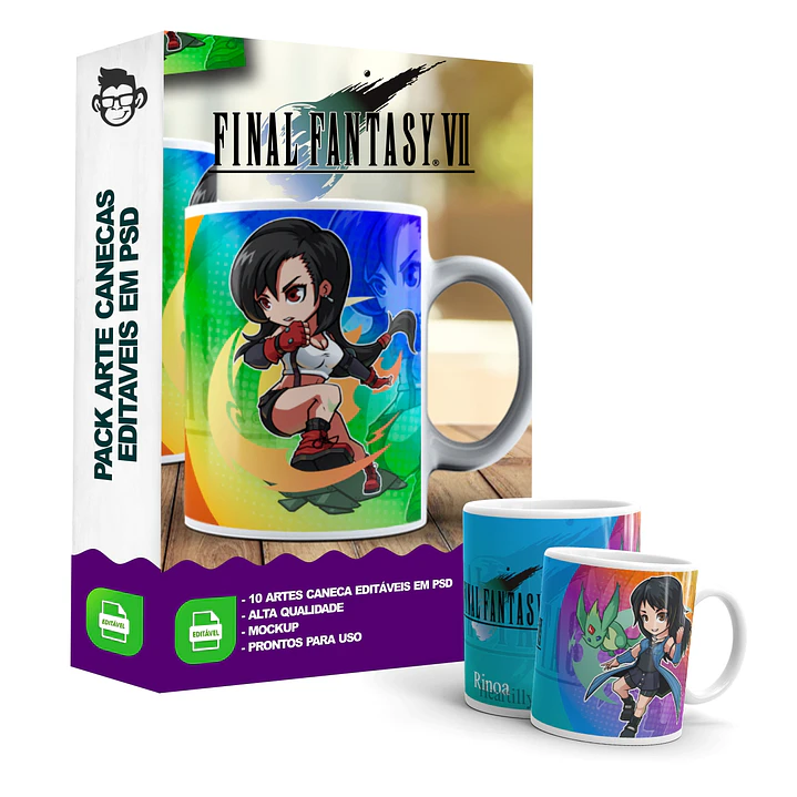 10 Artes Caneca Final Fantasy Editável em Photoshop 3