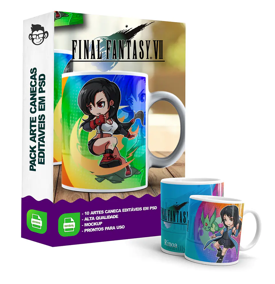 10 Artes Caneca Final Fantasy Editável em Photoshop 3