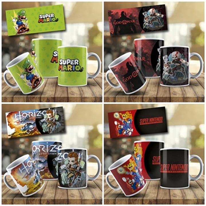 13 Artes Caneca Games Gamer Editável em Photoshop 1