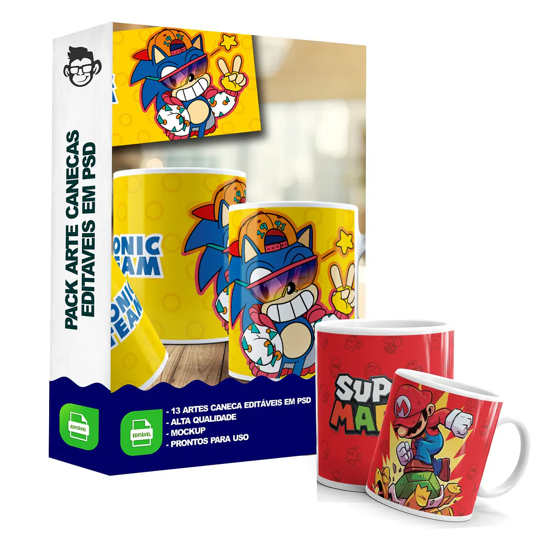 13 Artes Caneca Games Gamer Editável em Photoshop 3