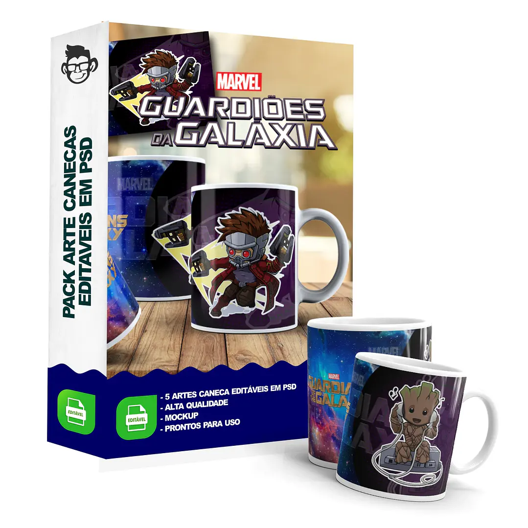 5 Artes Caneca Guardiões da Galaxia Editável em Photoshop 2