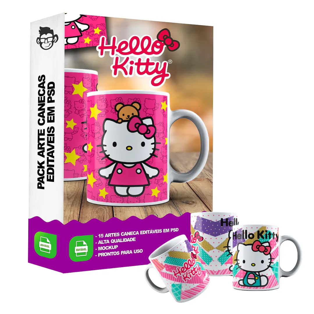 15 Artes Caneca Hello Kitty Editável em Photoshop 3