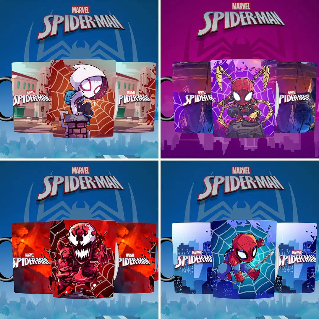 7 Artes para Caneca Homem Aranha Editável em Corel Draw 1