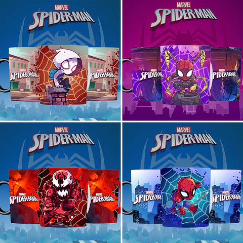 7 Artes para Caneca Homem Aranha Editável em Corel Draw