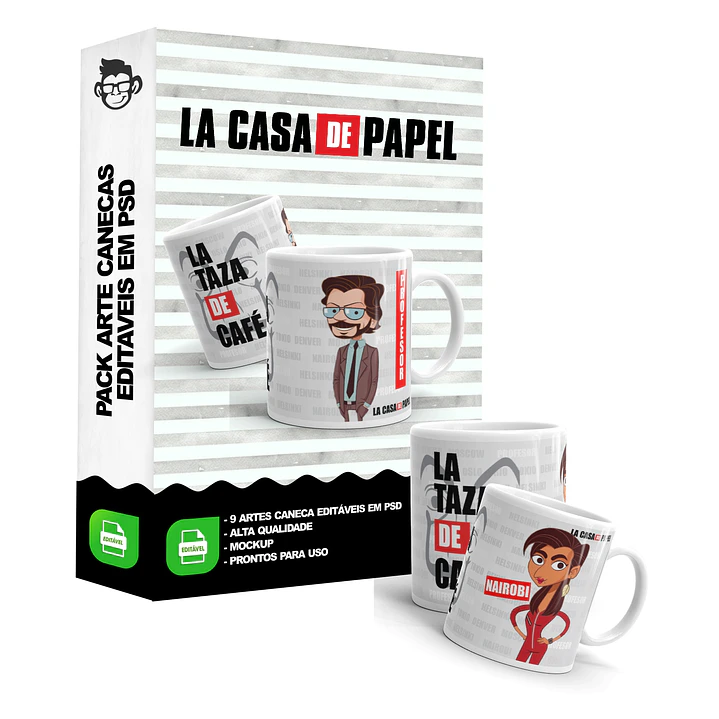 9 Artes Caneca La Casa de Papel Editável em Photoshop 5