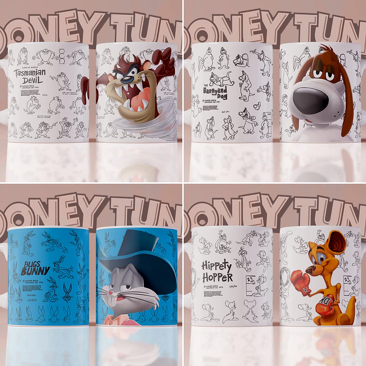 24 Artes Caneca Looney Tunes Editável em Photoshop e Corel 5